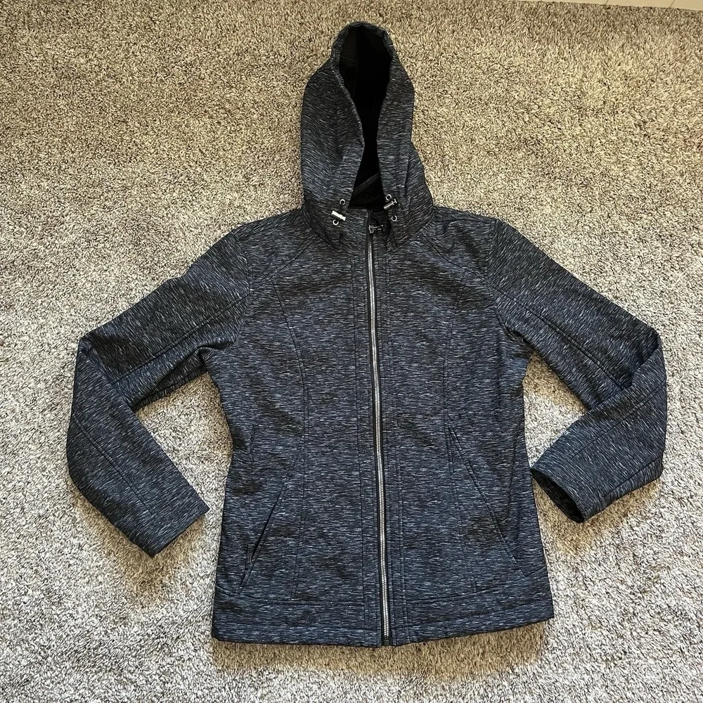 Free Country Jacket Women's Medium Black/Gray Full Zip Hood - Picture 1 of 10